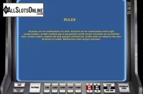 Paytable 3. First Class Traveller from Novomatic