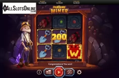 Win Screen. Fortune Miner from OneTouch