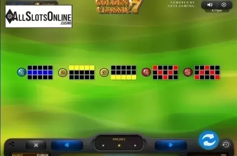 Paytable 2. Golden 7 Classic from Oryx
