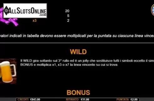 Paytable 2. Golden Beer from Nazionale Elettronica