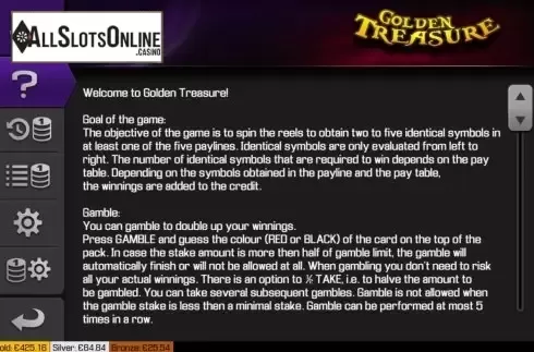 Feature screen 1. Golden Treasure from Apollo Games