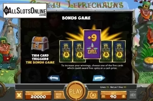 Paytable 3. Greedy Leprechauns from X Card