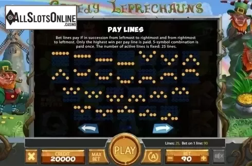 Paytable 3. Greedy Leprechauns from X Card
