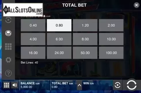 Bets screen. Hockey Hero from Push Gaming