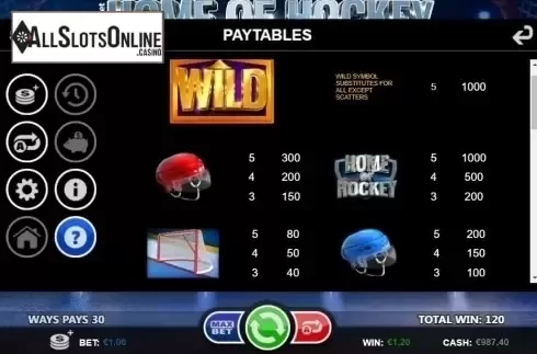 Paytable 1. Home of Hockey from Betsson Group