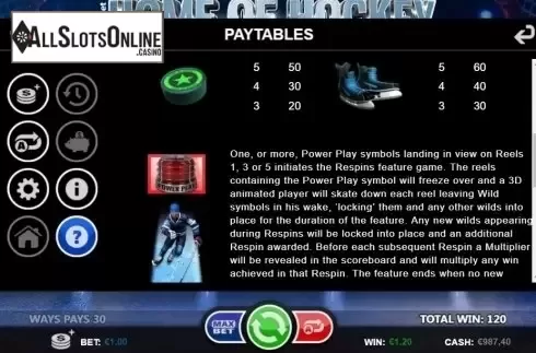 Paytable 2. Home of Hockey from Betsson Group
