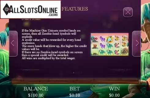 Paytable 4. Machine Gun Unicorn from Genesis