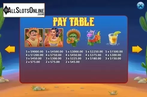 Paytable 1. Mexicaliente from KA Gaming