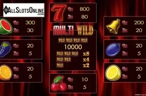 Paytable 1. Multi Wild Deluxe Red HD from Merkur