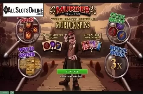 Intro screen. Murder Mystery from Playtech