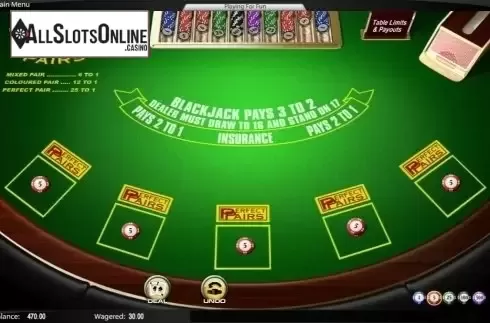 Game Screen 1. Perfect Pairs Blackjack (Amaya) from Amaya