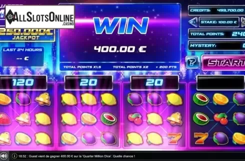 Win Screen. Quarter Million Fruit from GAMING1