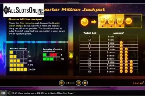 Features 2. Quarter Million Fruit from GAMING1