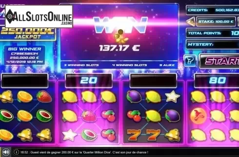 Win Screen 3. Quarter Million Fruit from GAMING1
