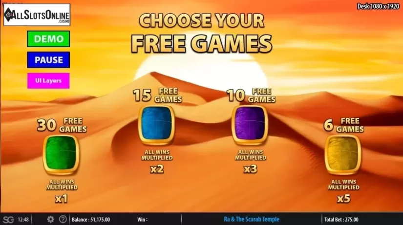 Free spins. Ra & The Scarab Temple from Bally