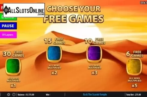 Free spins. Ra & The Scarab Temple from Bally