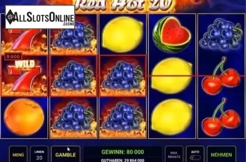 Wild Win screen. Red Hot 20 from Apex Gaming