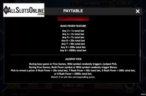 Features screen