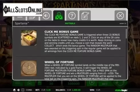 Screen2. Spartania from StakeLogic