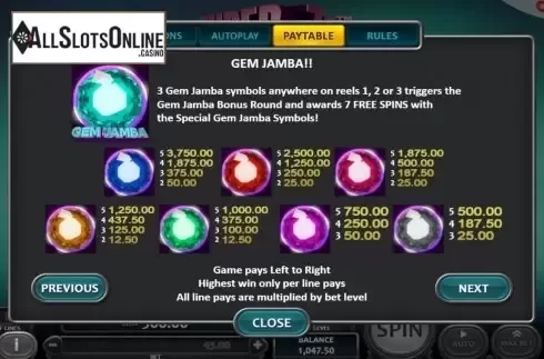Paytable 1. Super 7s (Nucleus Gaming) from Nucleus Gaming