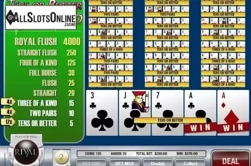 Screen4. Tens or Better (Rival Gaming) from Rival Gaming