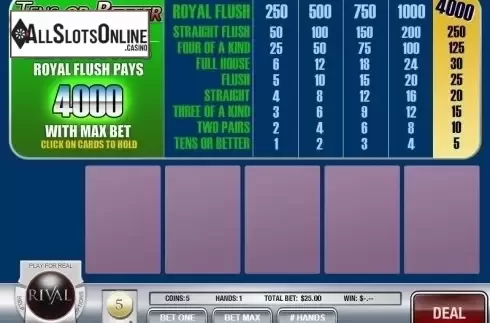 Screen2. Tens or Better (Rival Gaming) from Rival Gaming