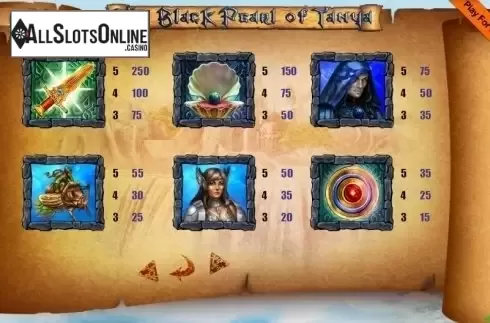 Paytable 3. The Black Pearl of Tanya from Portomaso Gaming