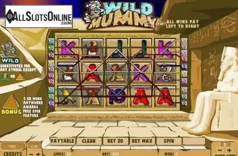 Game Workflow screen. Wild Mummy from Amaya