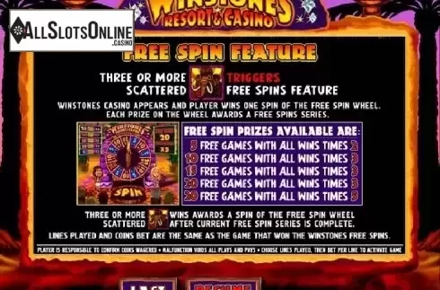 Paytable 3. Winstones Resort & Casino from Genesis