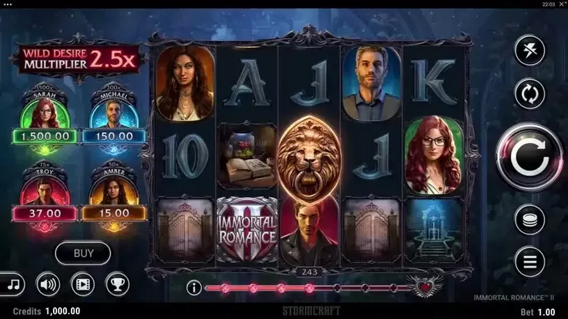 Immortal Romance 2 slot screenshot 1