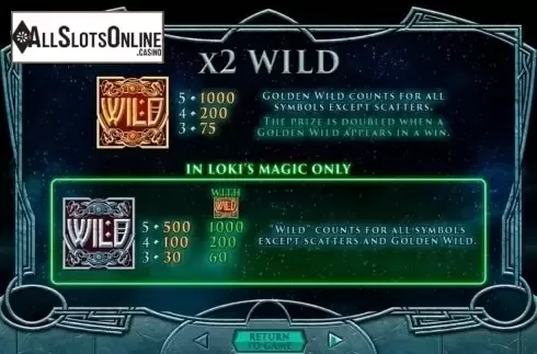 Paytable. Asgard (RTG) from RTG