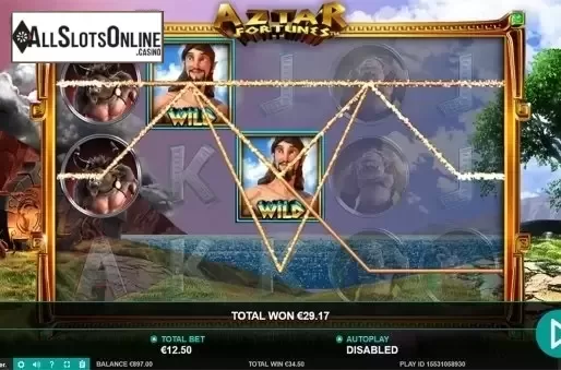 Wild win screen. Aztar Fortunes from Leander Games