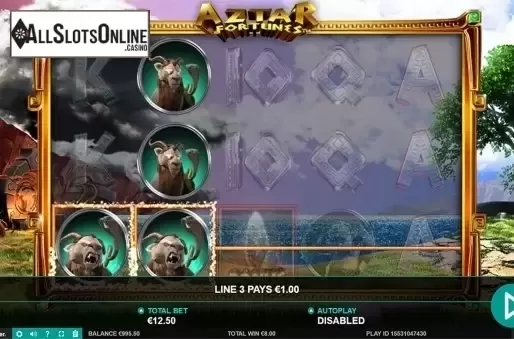 Win screen. Aztar Fortunes from Leander Games