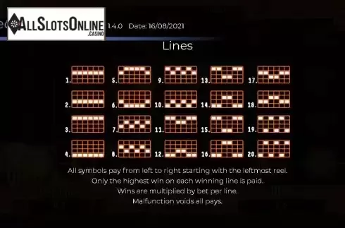 Paylines screen