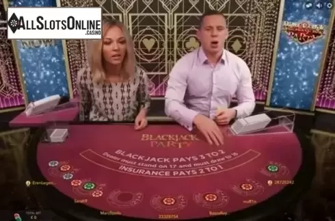 Game Screen. Blackjack Party from Evolution Gaming