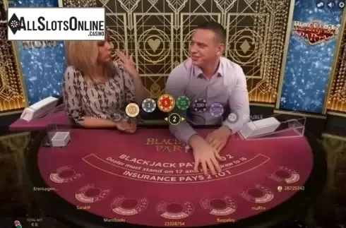 Game Screen. Blackjack Party from Evolution Gaming