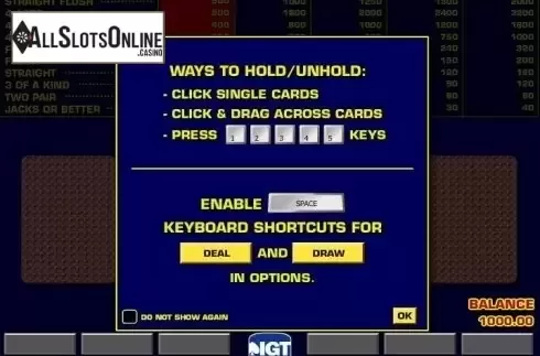 Game Screen 1. Bonus Poker Game King from IGT