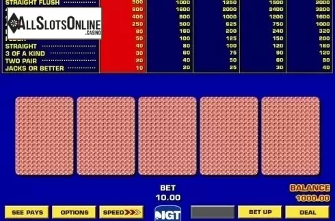 Game Screen 2. Bonus Poker Game King from IGT
