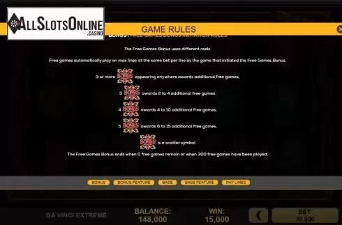 Features 2. Da Vinci Extreme from High 5 Games
