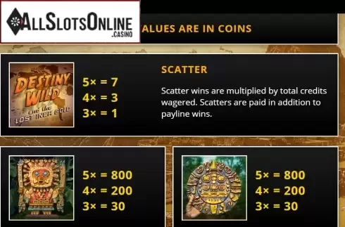 Paytable screen 1. Destiny Wild from Genii