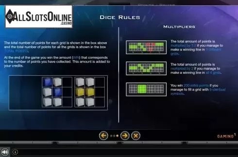 Paylines. Dice Of Fortune from GAMING1