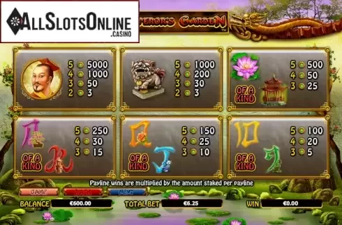 Paytable 2. Emperor's Garden from NextGen