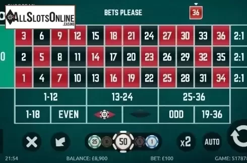 Game Screen 1. European Roulette (gamevy) from gamevy
