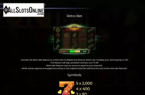 Retro bet feature screen