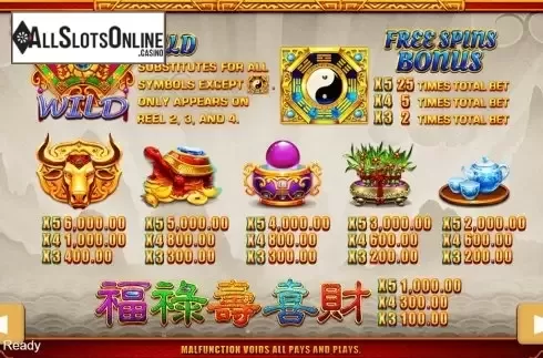 Paytable . Fortune Bull from PlayStar