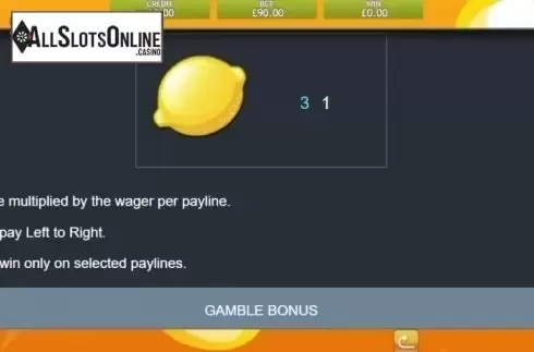 Paytable. Frooty Licious from Eyecon