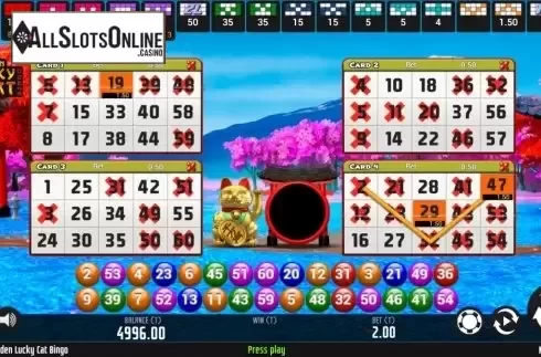 Win Screen . Golden Lucky Cat Bingo from MGA
