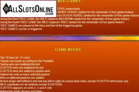 Paytable 3. Golden Mane from NextGen