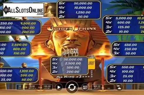 Paytable. Golden Sphinx from Wazdan
