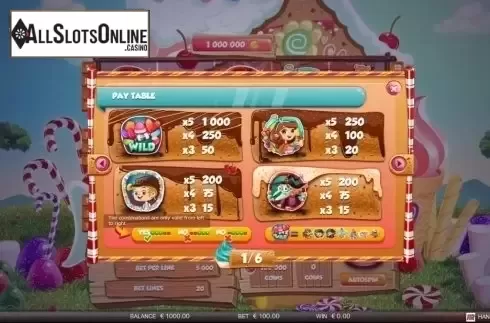 Paytable 1. Hansel and Gretel (Red Rake) from Red Rake